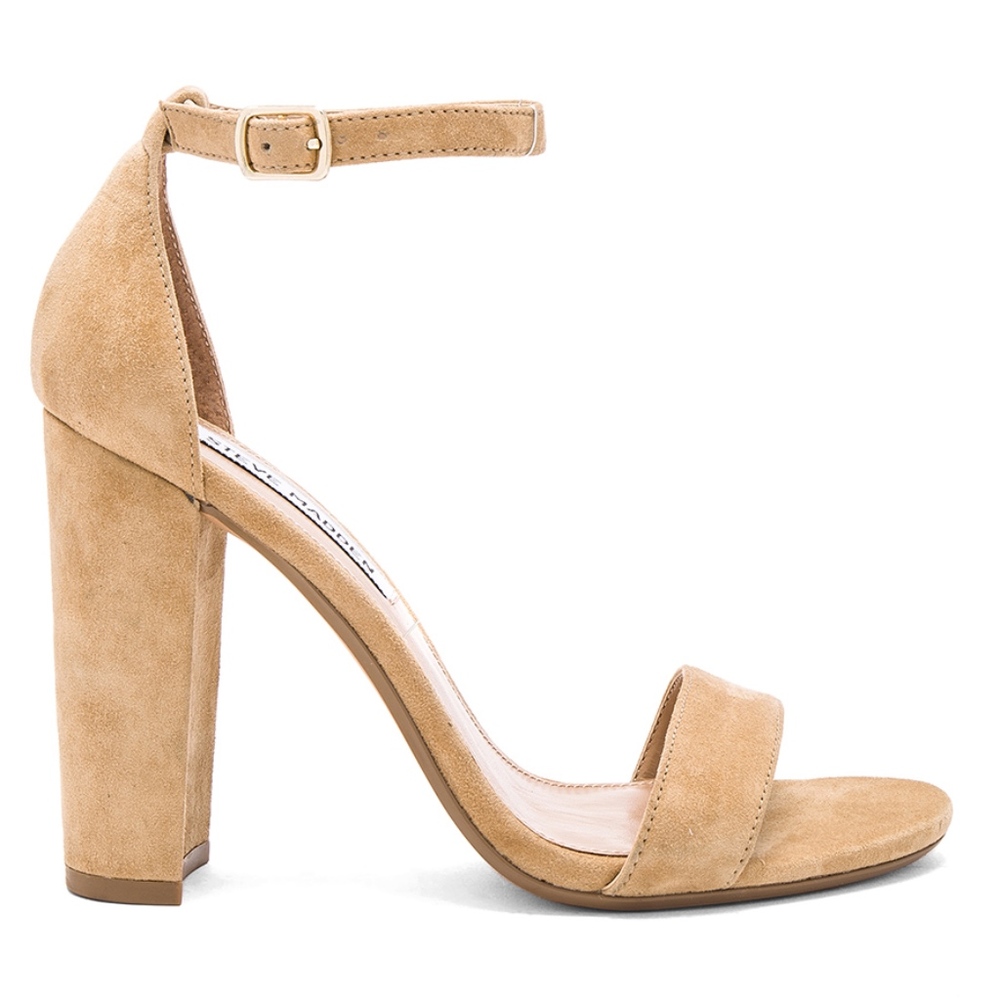STEVE MADDEN CARRSON TAUPE SUEDE SANDALS